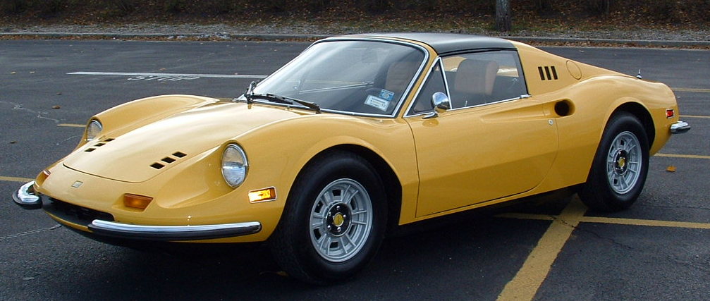 1973 246 GTS. Fly yellow with tan interior.