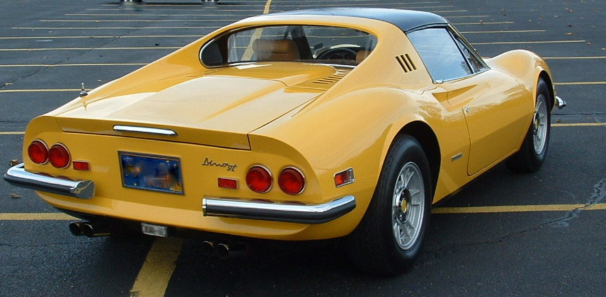 1973 246 GTS. Fly yellow with tan interior.